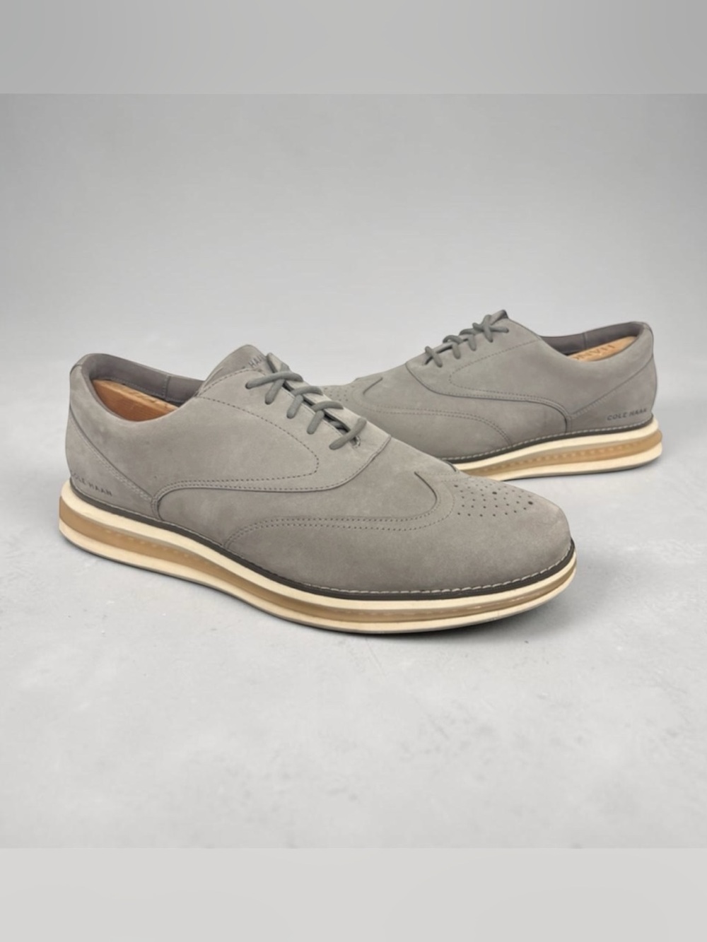 Cole Haan Men’s Grey Suede Oxford-Derby Hybrid Shoes